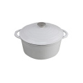 Cazuela de hierro fundido, esmalte, redondo, blanco grande / utensilios de cocina / cocotte / wok